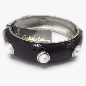 Nwt- Cookie Lee Hinged Black Bangle Bracelet